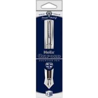 Helix Oxford Fountain Pen Stainless Steel Barrel Medium Blue