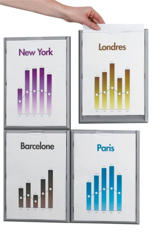 Paperflow A4 Picture Frame Grey Adhesive 4066X4.35 32.2 (W) x 2.3 (D) x 23.7 (H) cm K540665 Pack of 4