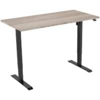 euroseats Robson Rectangular Electronically Height Adjustable Sit Stand Desk Oak Metal Black 1,600 x 800 x 750 - 1,235 mm