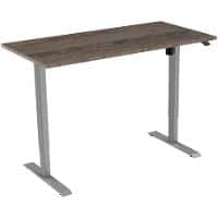 euroseats Logan Rectangular Electronically Height Adjustable Sit Stand Desk Oak Metal Grey 1,600 x 800 x 750 - 1,235 mm