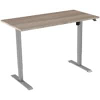 euroseats Robson Rectangular Electronically Height Adjustable Sit Stand Desk Oak Metal Grey 1,600 x 800 x 750 - 1,235 mm