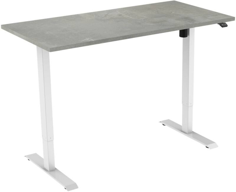 euroseats 1-Motor Sit Stand Desk Rectangular White Concrete T-Foot 1,600 (W) x 800 (D) x 1,235 (H) mm Metal