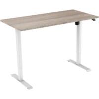 euroseats Robson Rectangular Electronically Height Adjustable Sit Stand Desk Oak Metal White 1,600 x 800 x 1,235 mm