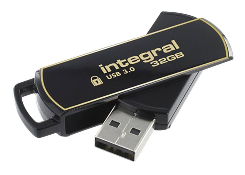Integral Secure 360 Flash Drive 32 GB USB 3.0 Black, Gold  