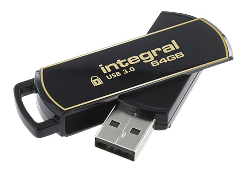 Integral Secure 360 Flash Drive 64 GB USB 3.0 Black, Gold  