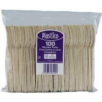 Plastico Disposable Fork Birchwood 2.7 x 0.2 x 15.5cm Brown Pack of 100