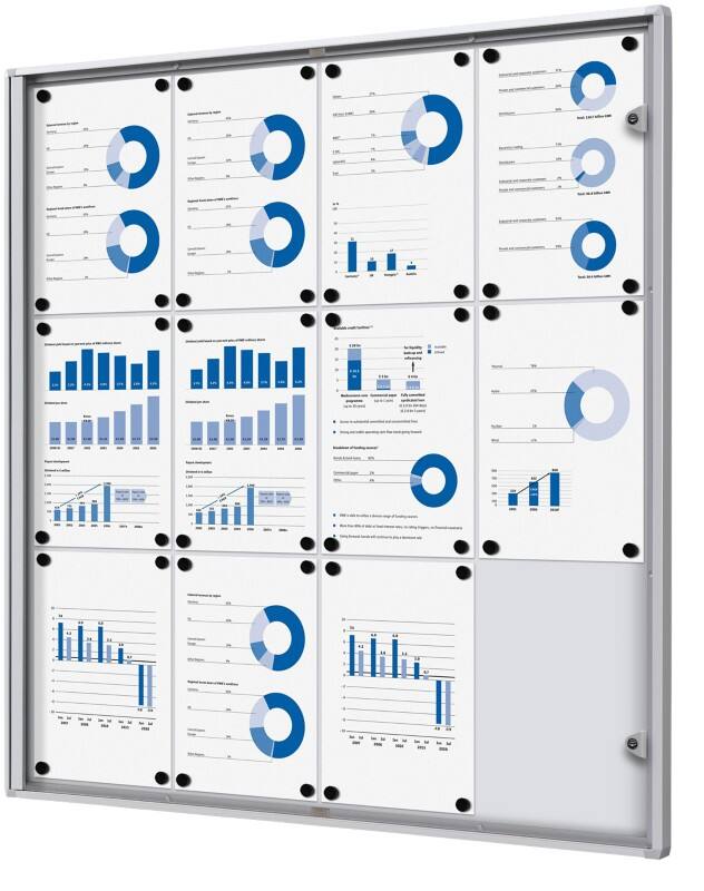 SHOWDOWN Economy Lockable Notice Board Wall Mounted 93.1 (W) x 96.3 (H) cm Silver