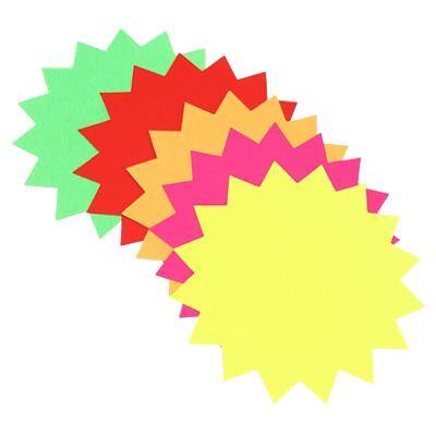 BI8002 Fluorescent Star Ticket Boards 152 x 152 mm Assorted Pack of 12