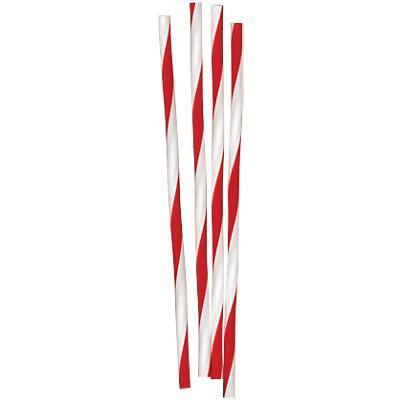 Plastico Barber Straws Paper 0.6 x 20cm Red & White Pack of 250