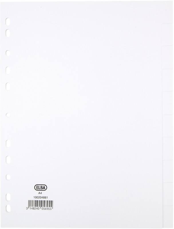 ELBA Blank Alphabetical Dividers  A4 White 10 Part 160 gsm Manila 11 Holes 100204881
