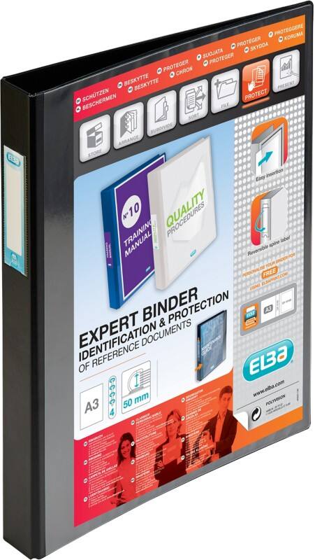 ELBA Vision 30 mm Ring Binder PP (Polypropylene) A3 4 Rings Black