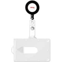 Viking Security Pass Badge Holder with Badge Reel Transparent 85 x 54mm Pack of 10