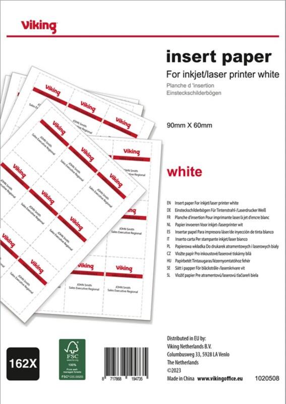 Viking Badge Clip Insert 9 x 6 cm Paper Pack of 162