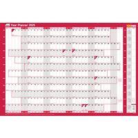 SASCO Mounted Annual Planner 2025 English 91.5 (W) x 61 (H) cm Red