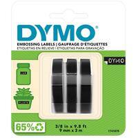 Dymo 3D Embossing Label Tape S0847730 White on Black 9 mm x 3 m Pack of 3