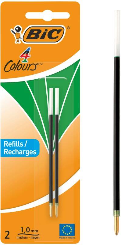 BIC Ballpoint Pen Refill 4 Colours 0.4 mm Green Pack of 2