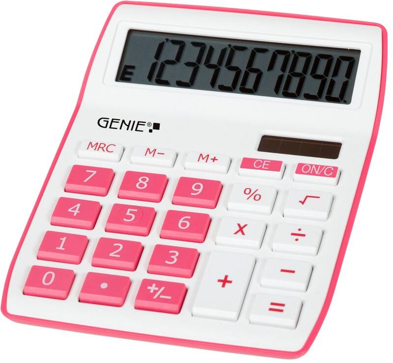 GENIE Desktop Calculator 840 P 10 Digit Display Pink 10,6 x 13,9 x 2,9 cm