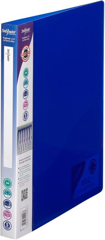 Snopake 15 mm Ring Binder PP (Polypropylene) A4 2 Rings Blue Pack of 10