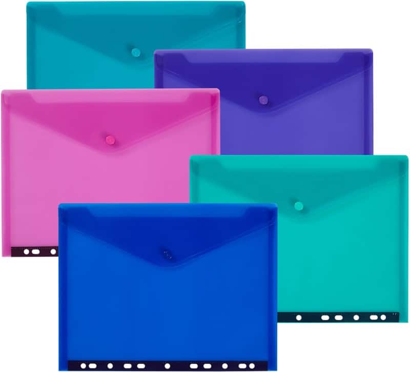 Snopake Document Wallet A4 PP (Polypropylene) 24 (W) x 0.9 (D) x 31.2 (H) cm Assorted Pack of 5