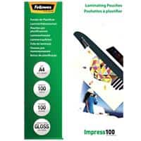 Fellowes Impress Laminating Pouch A4 Glossy 100 microns (2 x 100) Transparent Pack of 100