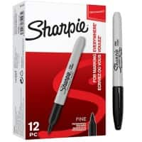 Sharpie Permanent Marker Fine Bullet 1 mm Black Pack of 12