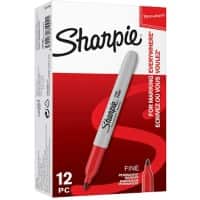 Sharpie Permanent Marker Fine Bullet  1.5 mm Red Non Refillable Pack of 12