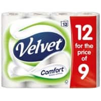 Velvet Comfort Toilet Roll 2 Ply 7241612 12 Rolls of 210 Sheets