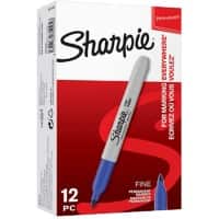 Sharpie Permanent Marker Fine Bullet  1.5 mm Blue Non Refillable Pack of 12