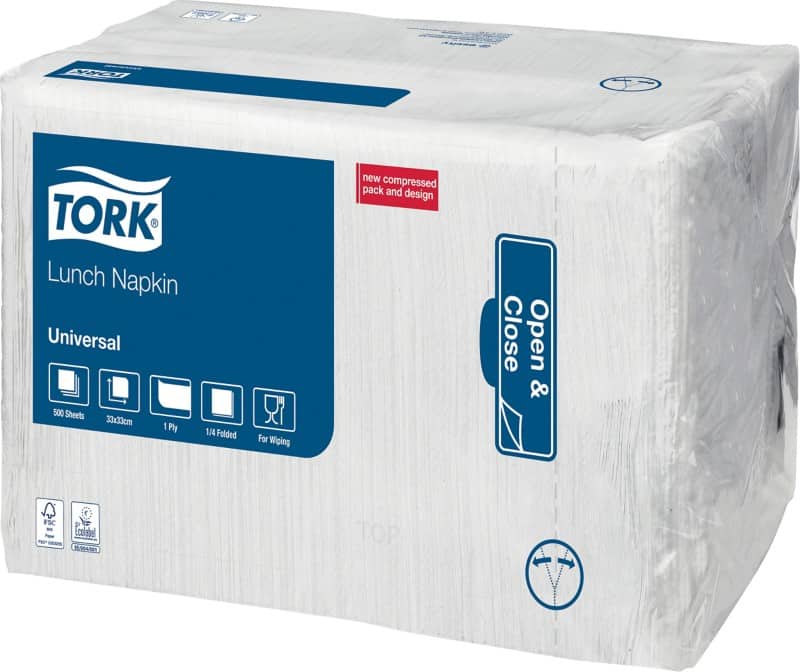 Tork Napkins 1 Ply Paper White 33 x 33 cm 8 Pieces of 500 Sheets