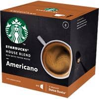 Starbucks Americano House Caffeinated Ground Coffee Pods Box Americano 8.5 g Pack of 12