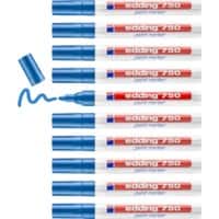 edding 750 Permanent Paint Marker Blue Medium Bullet 2 - 4 mm Water-Resistant Pack of 10