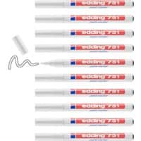 edding 751 Permanent Paint Marker White Medium Bullet 1 - 2 mm Water-Resistant Pack of 10