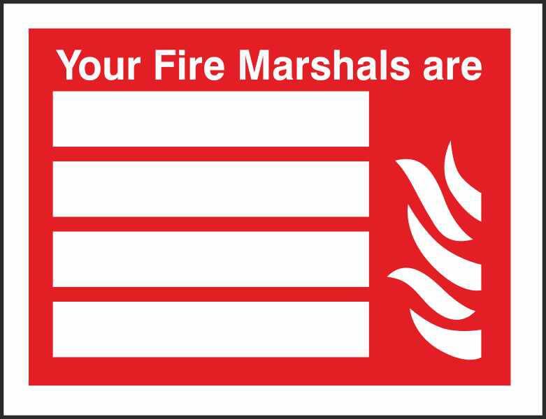 Safety Sign Fire Marshals Adhesive Vinyl 15 x 20 cm