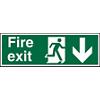 Fire Exit Sign Down Arrow Aluminium Green, Silver 10 x 30 cm