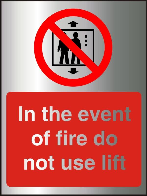 Fire Information Sign Do Not Use Lift Adhesive Acrylic 20 x 15 cm
