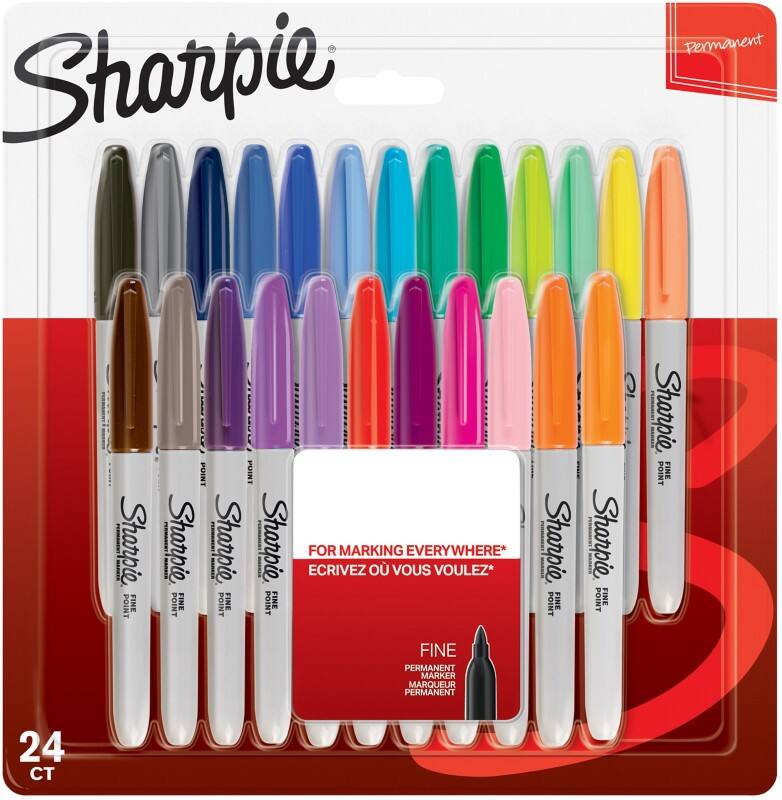 Sharpie Permanent Marker Fine Bullet  - 0.9 mm Assorted Non Refillable 2Pack of 4