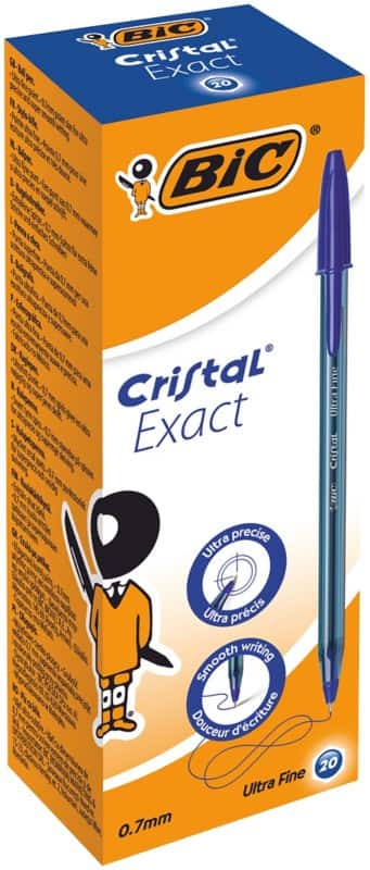 BIC Cristal Exact Cristal Exact Ballpoint Pen Blue 0.28 mm Extra Fine Ballpoint Pack of 20
