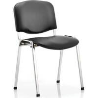 Dynamic Stacking Chair ISO Without Arms Bonded Without Arms leather Black Seat, Chrome Frame