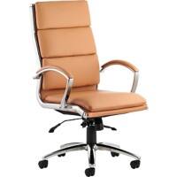 dynamic Synchro Tilt Executive Chair with Armrest and Adjustable Seat High Back Classic Bonded Leather Tan