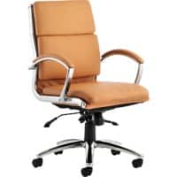 dynamic Synchro Tilt Executive Chair with Armrest and Adjustable Seat Medium Back Classic Bonded Leather Tan