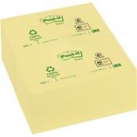 Post-it Recycled Sticky Notes 127 x 76 mm Canary Yellow 12 Pads of 100 Sheets