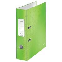 Leitz 180° WOW Lever Arch File A4 80 mm Green 2 ring 1005 Laminated Cardboard Portrait