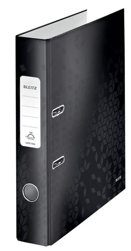 Leitz 180° WOW Narrow Lever Arch File A4 50 mm Black 2 Rings 1006 Laminated Cardboard Portrait