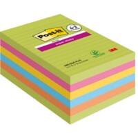Post-it Super Sticky Large Notes 101 x 152 mm Assorted Colours Ruled 6 Pads of 90 Sheets