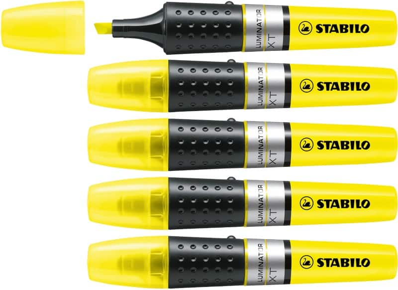 STABILO LUMINATOR Yellow Highlighters, Chisel, 5 P