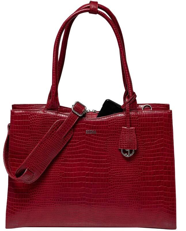 SOCHA Croco Burgundy Laptop Bag 15.6 " 42 x 13 x 31.5 cm Synthetic Leather Burgundy