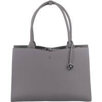 SOCHA Ladies Laptop Bag Straight Line Mud 15.6 Inch Synthetic Leather Light Grey 42 x 13 x 31.5 cm