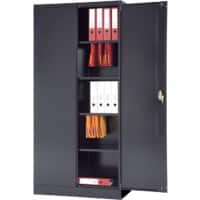 Realspace Regular Door Cupboard Steel 4 Shelves Lockable 920 x 420 x 1,950 mm Black