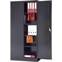 Realspace Regular Door Cupboard with Lockable 4 Shelves Steel 950 x 450 x 1950mm Black