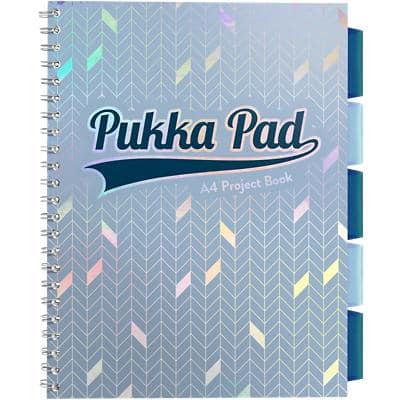 Pukka Pad Project Book Glee A4 Ruled Spiral Bound Cardboard Hardback Blue Perforated 200 Pages 200 Sheets
